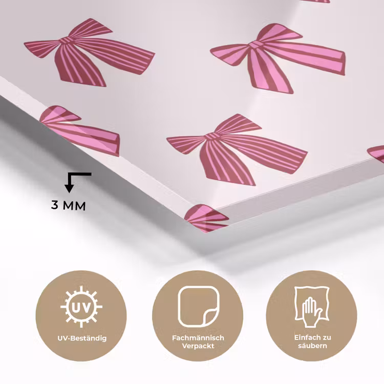 Glasbild - Schleifen – Weihnachten – Rosa — 3