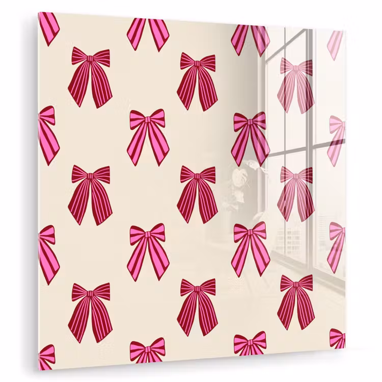 Glasbild - Schleifen – Weihnachten – Rosa – Cremefarben — 1