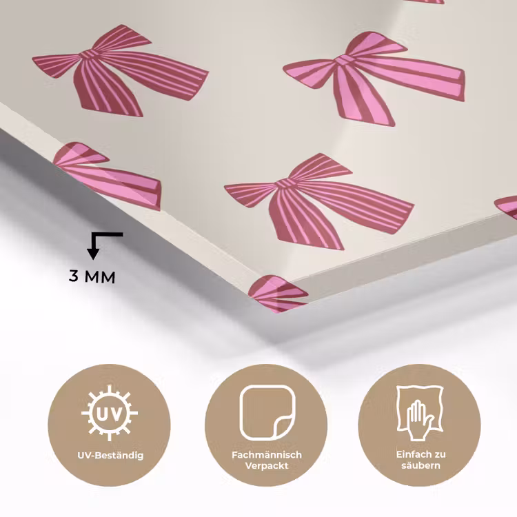 Glasbild - Schleifen – Weihnachten – Rosa – Cremefarben — 3