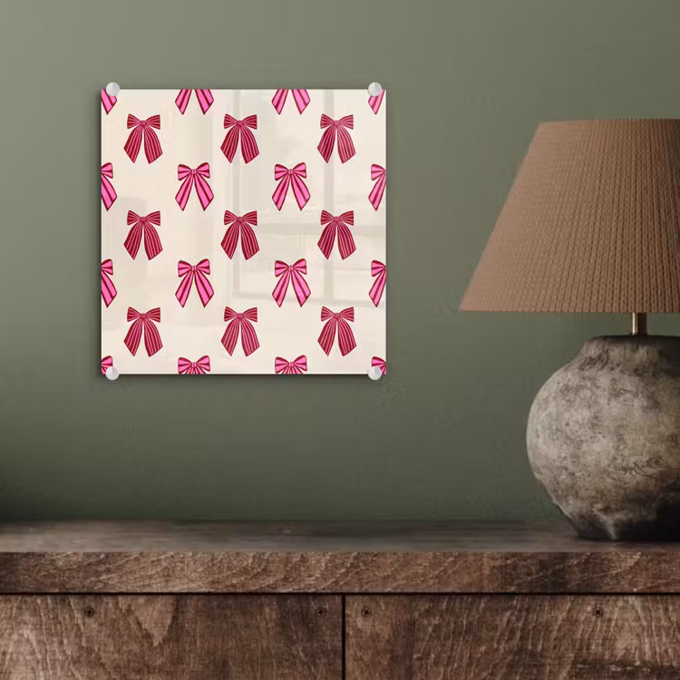 Glasbild - Schleifen – Weihnachten – Rosa – Cremefarben — 4