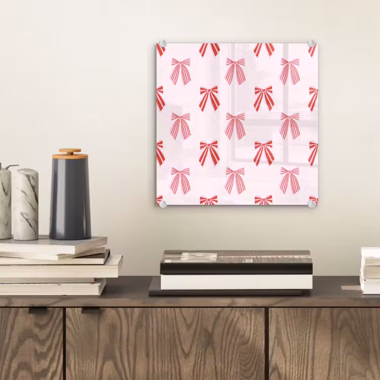 Glasbild - Schleifen – Weihnachten – Rosa – Rot — 2