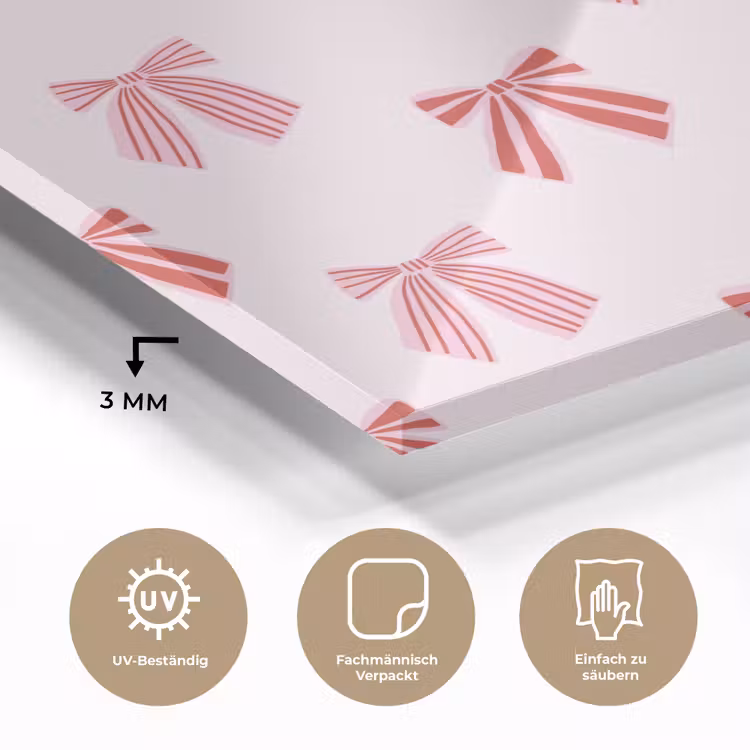 Glasbild - Schleifen – Weihnachten – Rosa – Rot — 3