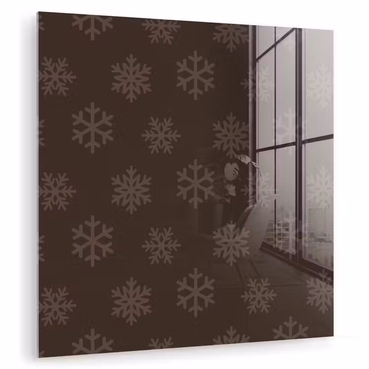 Glasbild - Schneeflocke – Braun – Weihnachten — 1
