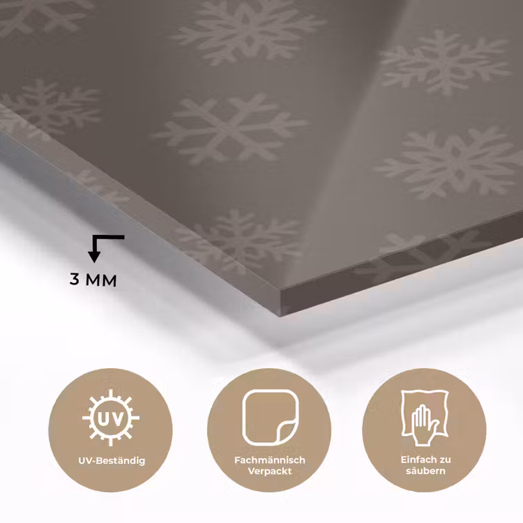 Glasbild - Schneeflocke – Braun – Weihnachten — 3
