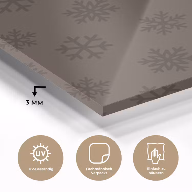 Glasbild - Schneeflocke – Weihnachten – Braun — 3