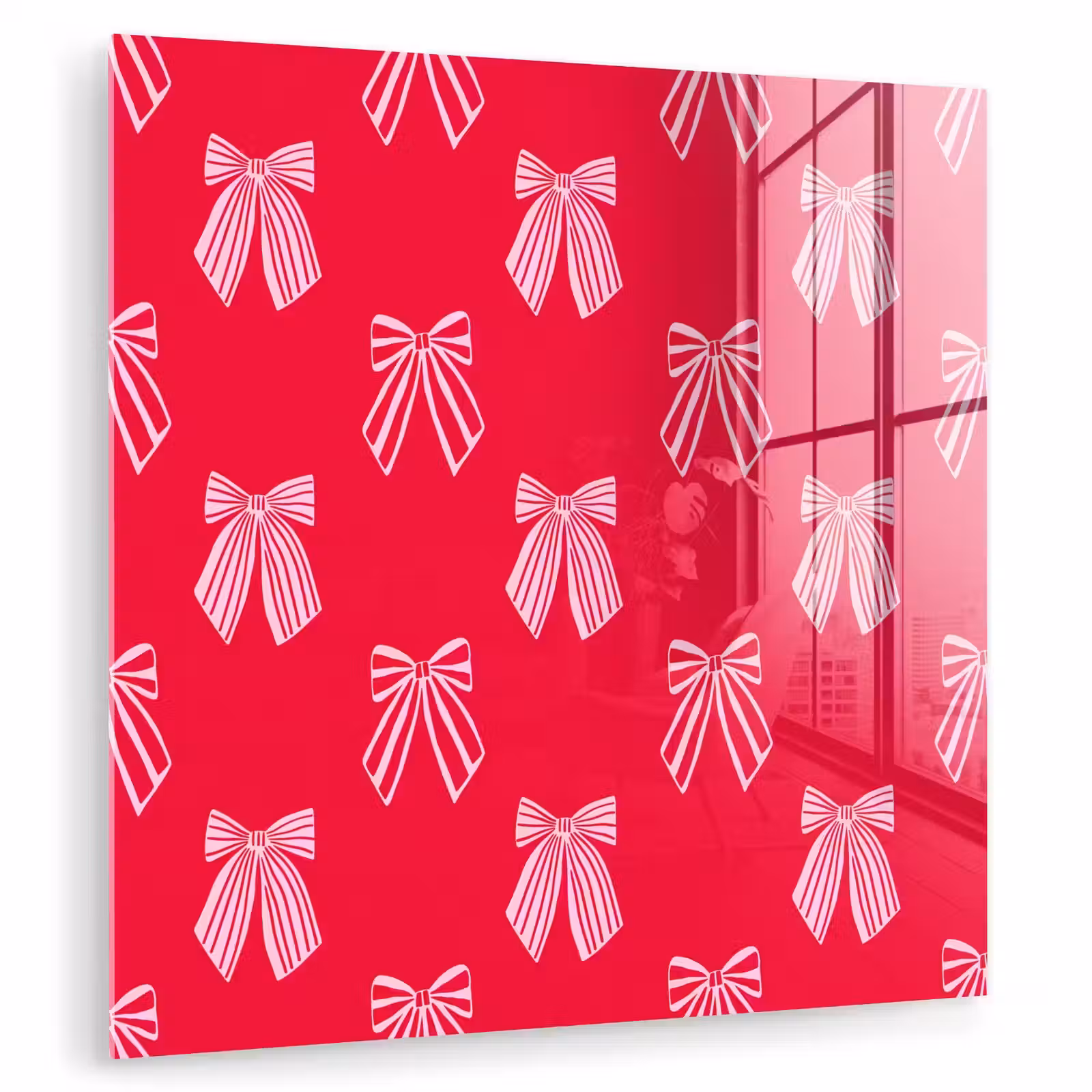 Glasbild - Schleifen – Weihnachten – Rot – Rosa — 1