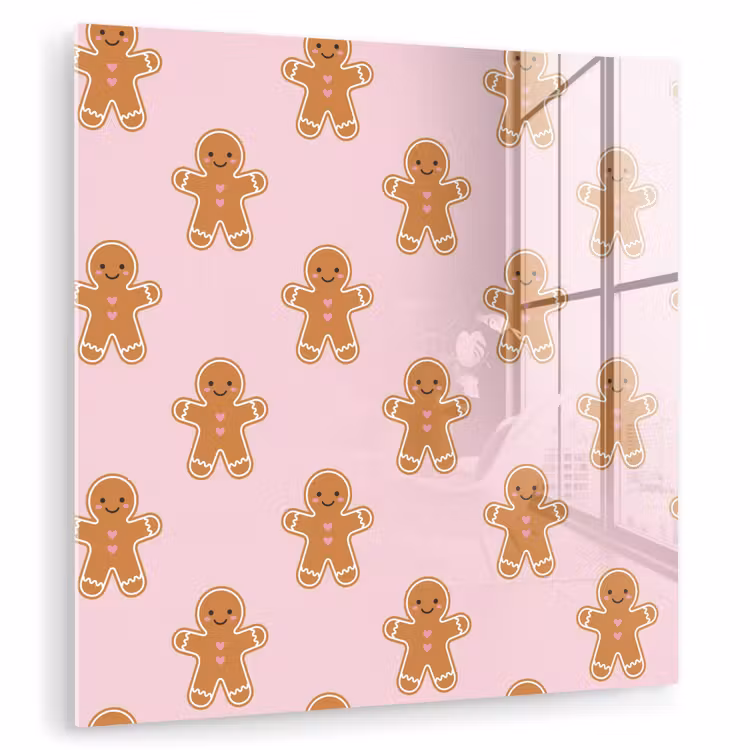 Glasbild - Lebkuchen – Weihnachten – Rosa — 1