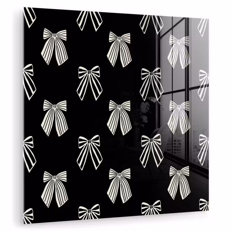 Glasbild - Schleifen – Weihnachten – Creme – Schwarz — 1