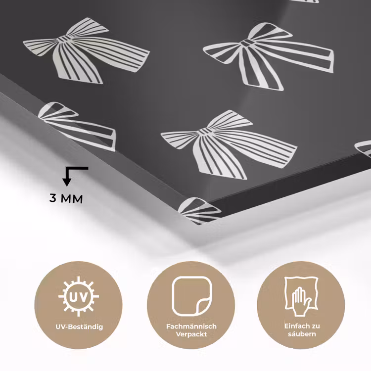 Glasbild - Schleifen – Weihnachten – Creme – Schwarz — 3