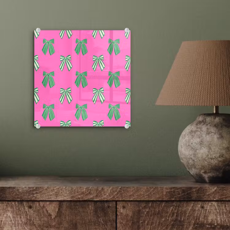 Glasbild - Schleifen – Weihnachten – Neon – Rosa – Grün — 4