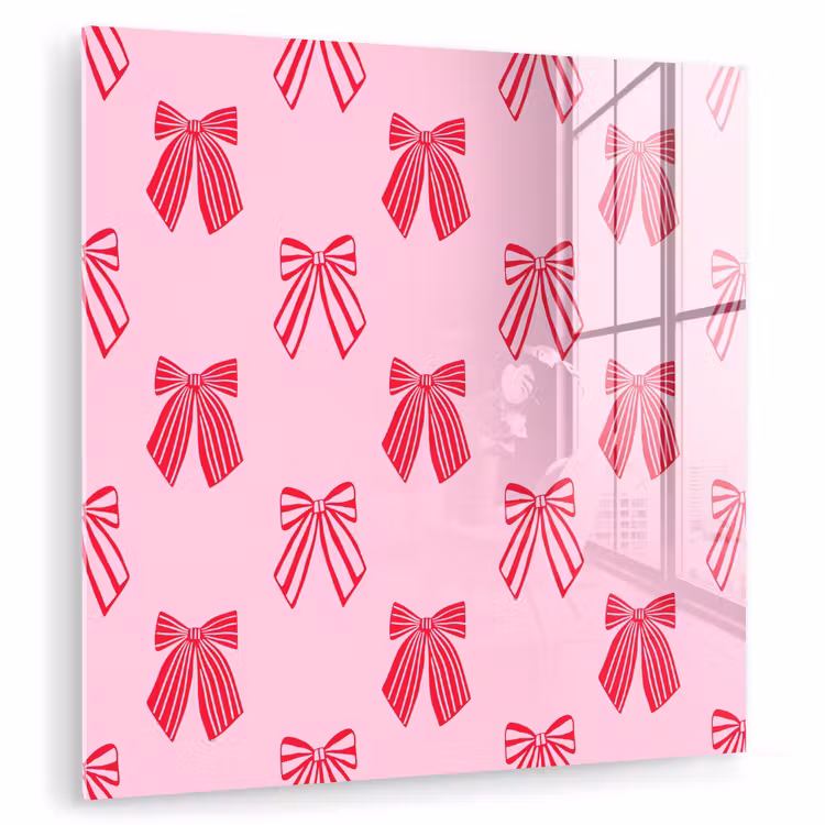 Glasbild - Schleifen – Weihnachten – Rosa – Rot — 1