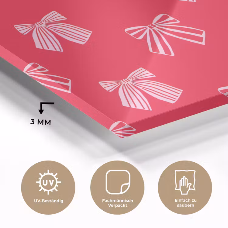 Glasbild - Schleifen – Weihnachten – Rot – Rosa — 3
