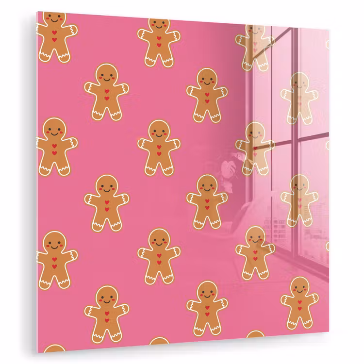Glasbild - Lebkuchen – Weihnachten – Rosa – Braun — 1