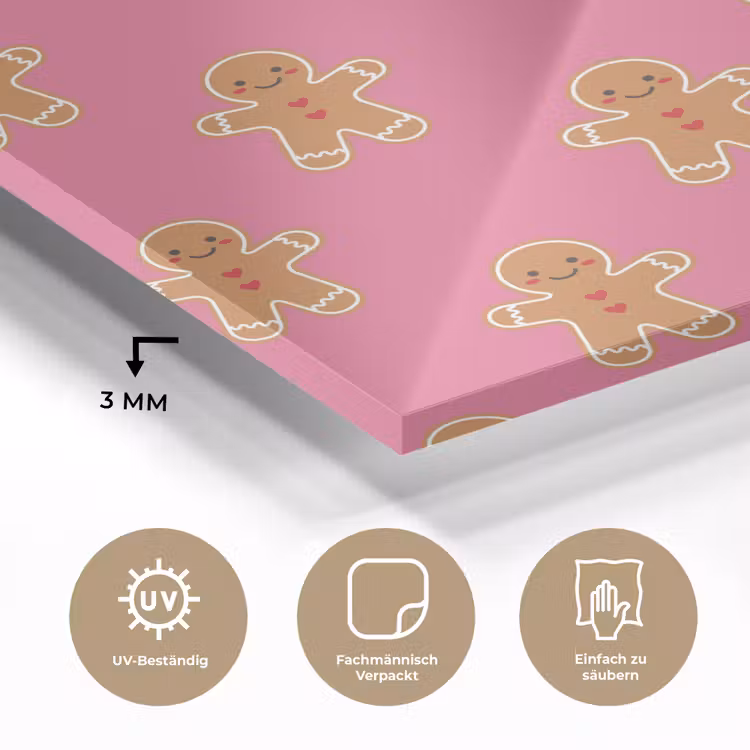 Glasbild - Lebkuchen – Weihnachten – Rosa – Braun — 3