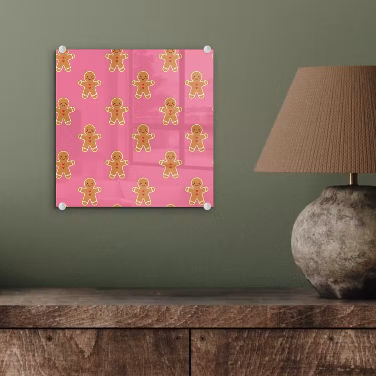 Glasbild - Lebkuchen – Weihnachten – Rosa – Braun — 4