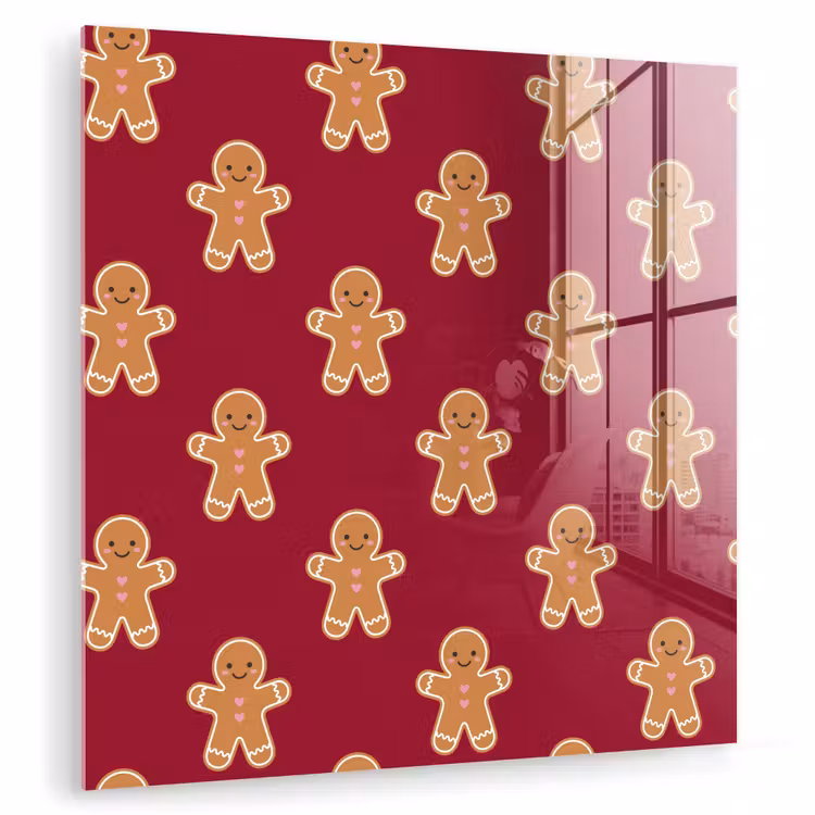 Glasbild - Lebkuchen – Weihnachten – Rot — 1
