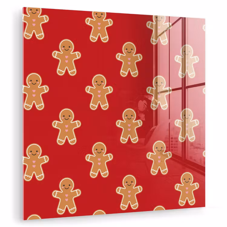 Glasbild - Lebkuchen – Weihnachten – Rot — 1