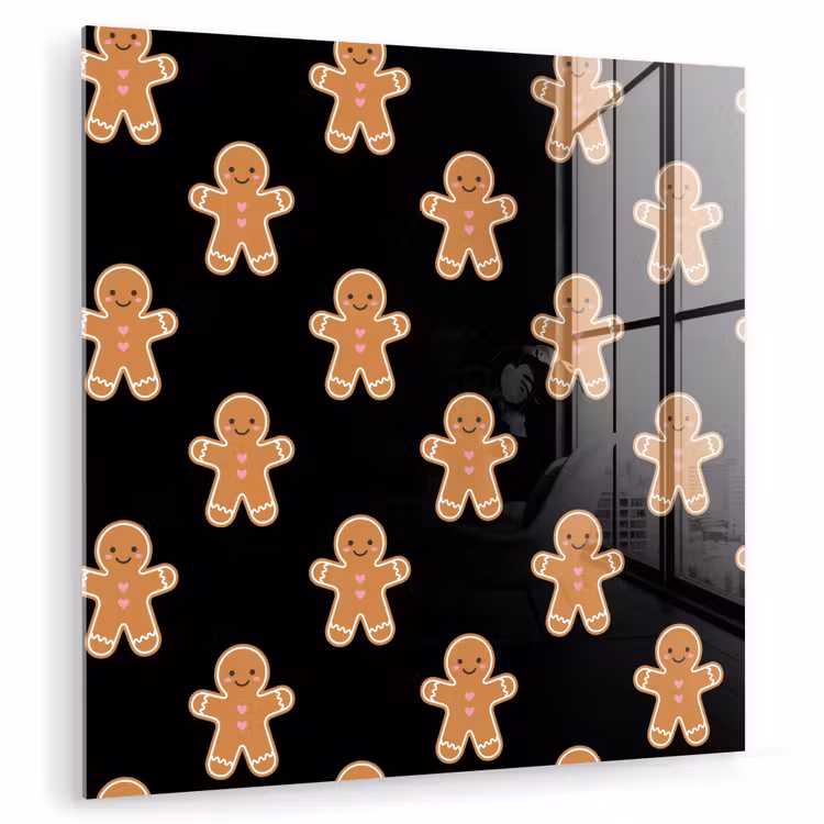 Glasbild - Lebkuchen – Weihnachten – Schwarz — 1