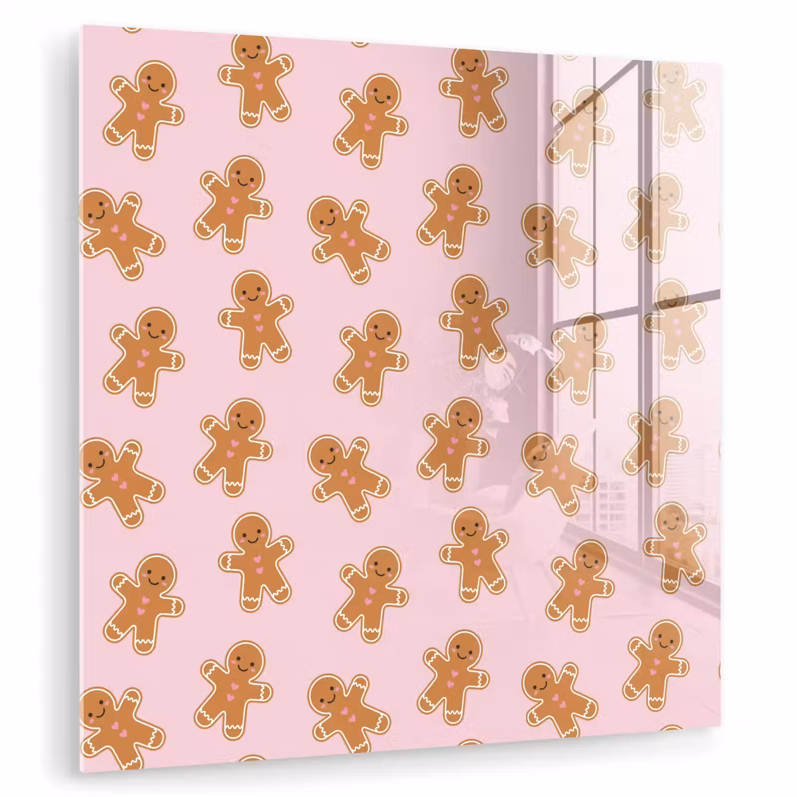 Glasbild - Lebkuchen – Braun – Rosa – Weihnachten — 1