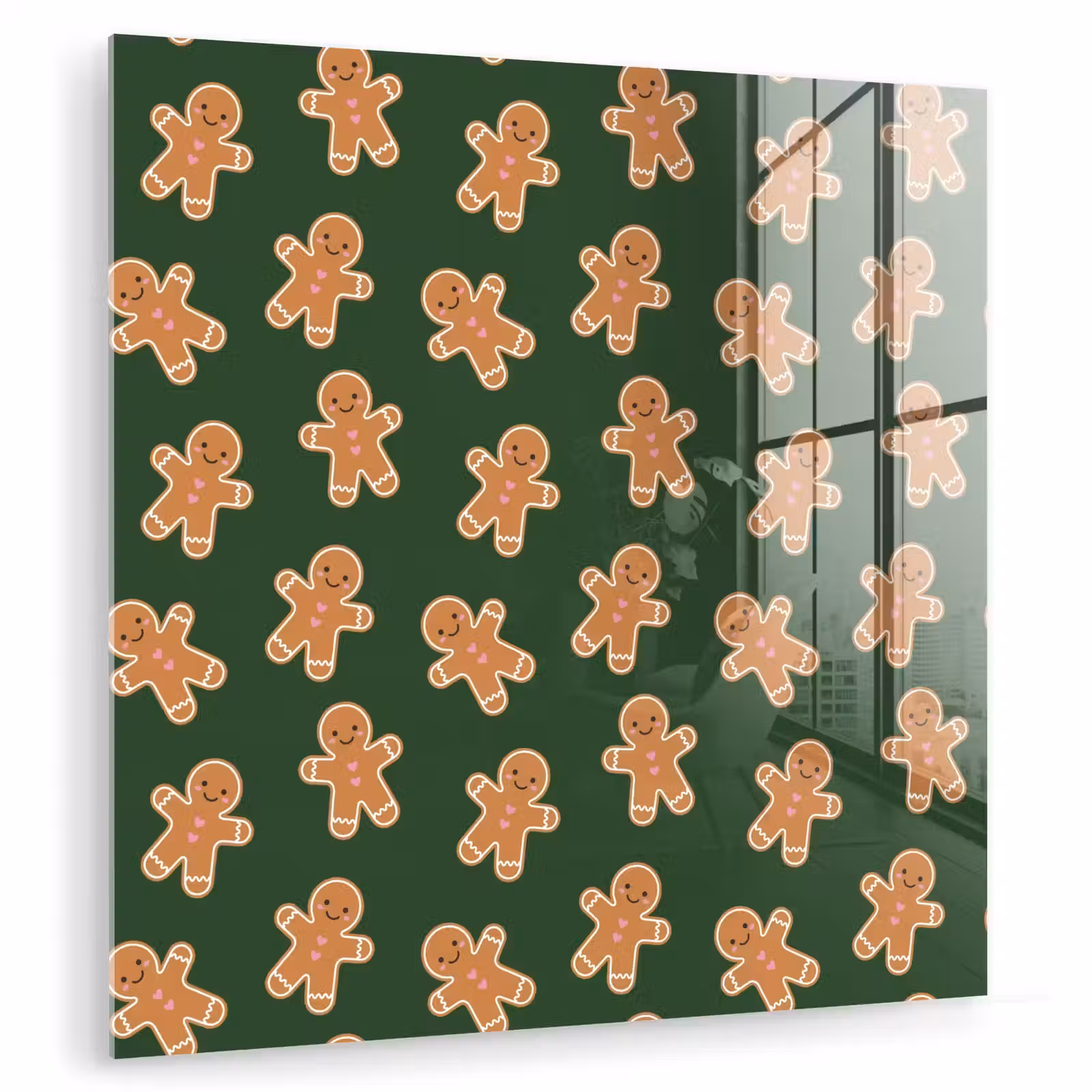 Glasbild - Lebkuchen – Weihnachten – Grün – Braun — 1