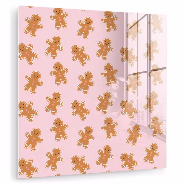 Glasbild - Lebkuchen – Braun – Rosa – Weihnachten — 1
