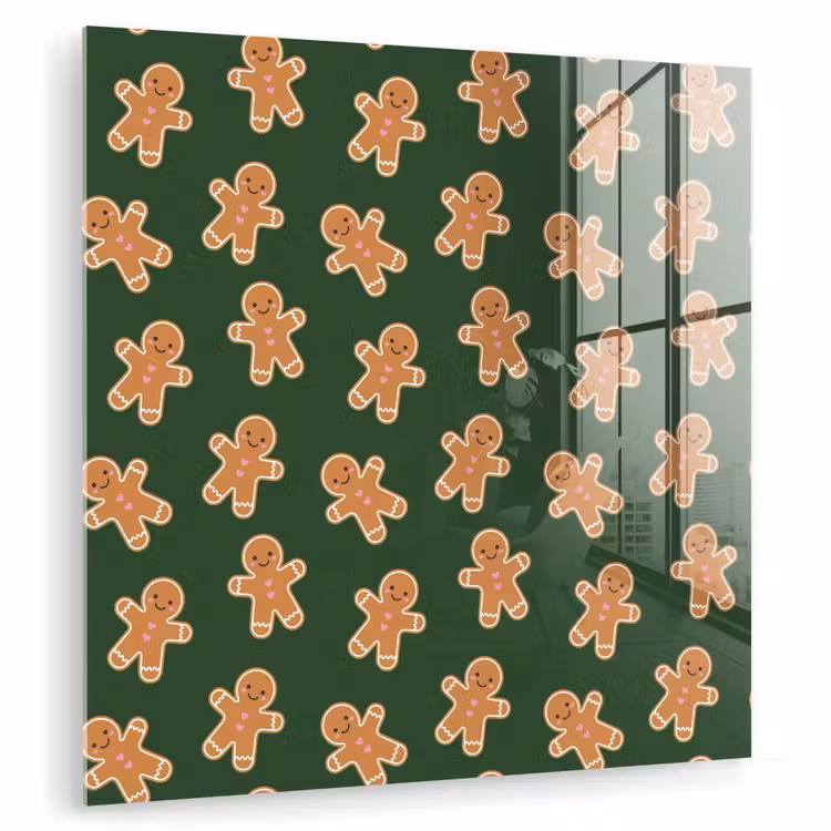 Glasbild - Lebkuchen – Weihnachten – Grün – Braun — 1