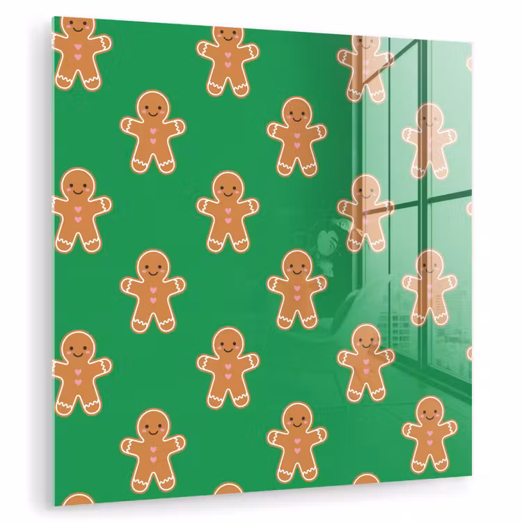 Glasbild - Lebkuchen – Weihnachten – Neon – Grün — 1