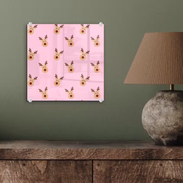 Glasbild - Rentiere – Weihnachten – Rosa — 4