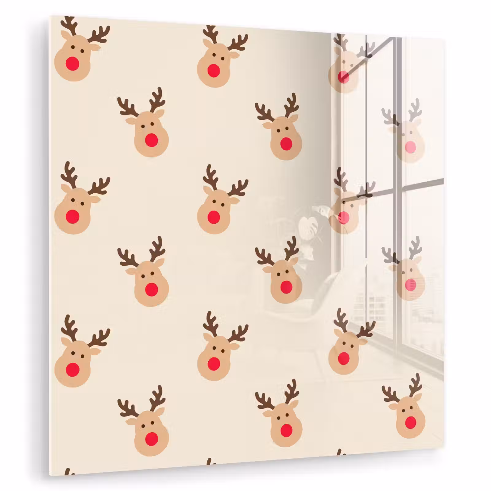 Glasbild - Rentiere – Weihnachten – Creme — 1