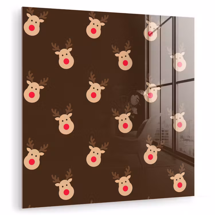 Glasbild - Rentiere – Weihnachten – Braun — 1