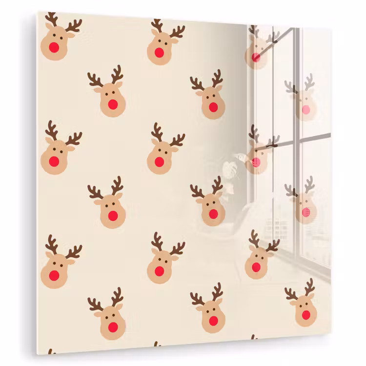 Glasbild - Rentiere – Weihnachten – Creme — 1