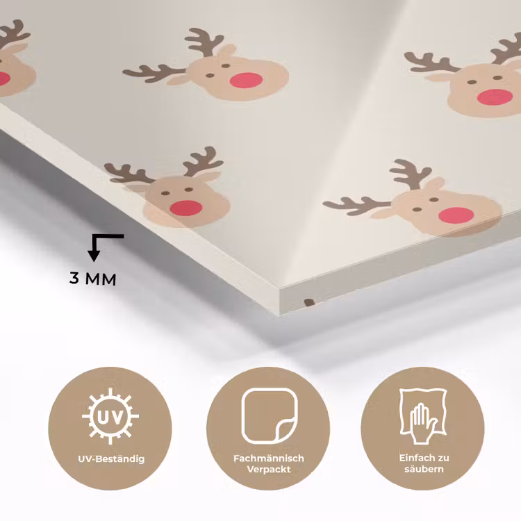 Glasbild - Rentiere – Weihnachten – Creme — 3