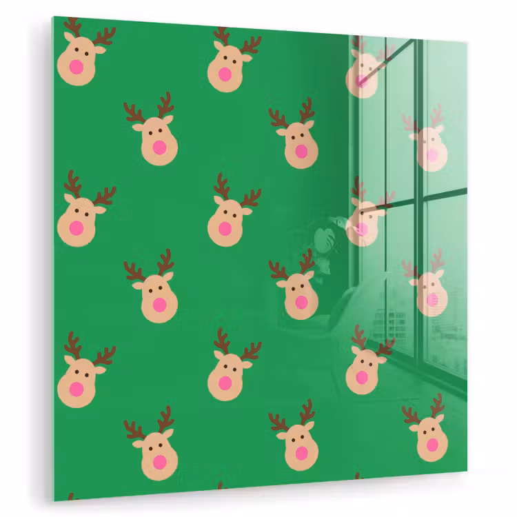 Glasbild - Rentiere – Weihnachten – Neon – Grün — 1
