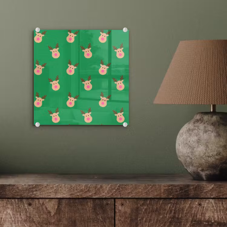 Glasbild - Rentiere – Weihnachten – Neon – Grün — 4