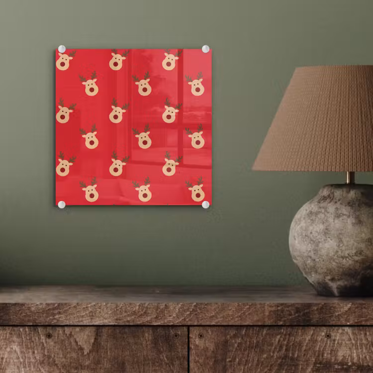 Glasbild - Rentiere – Weihnachten – Rot — 4