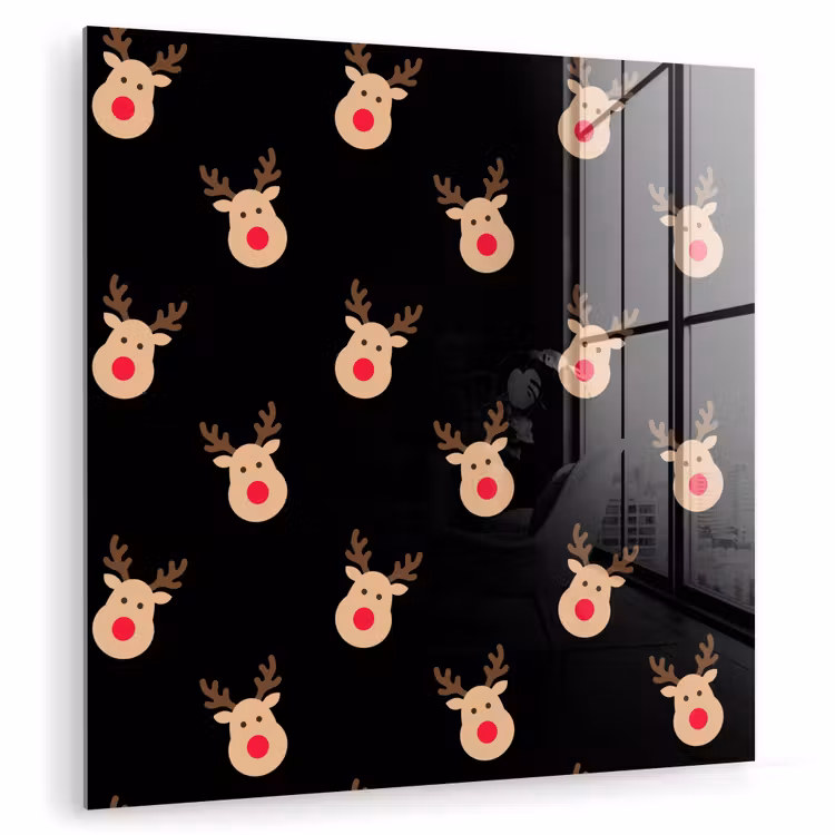 Glasbild - Rentiere – Weihnachten – Schwarz — 1