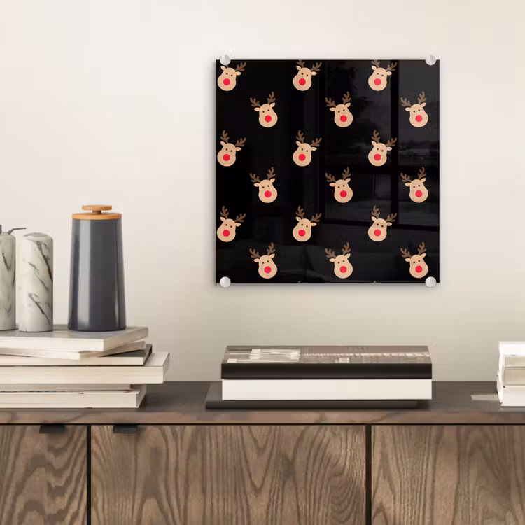 Glasbild - Rentiere – Weihnachten – Schwarz — 2