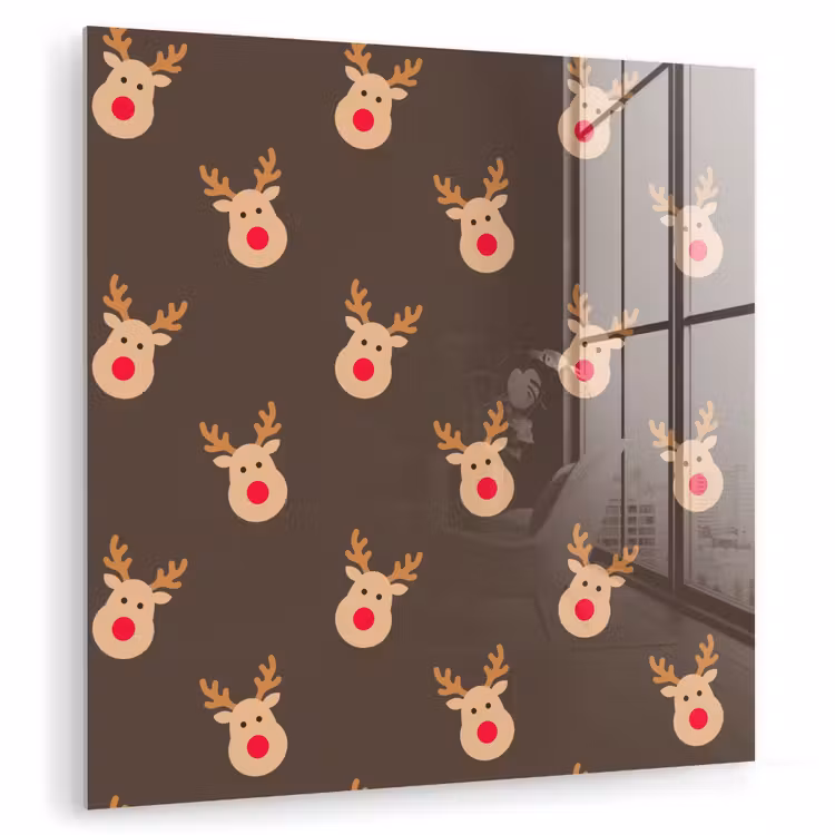 Glasbild - Weihnachten – Rentiere – Braun — 1