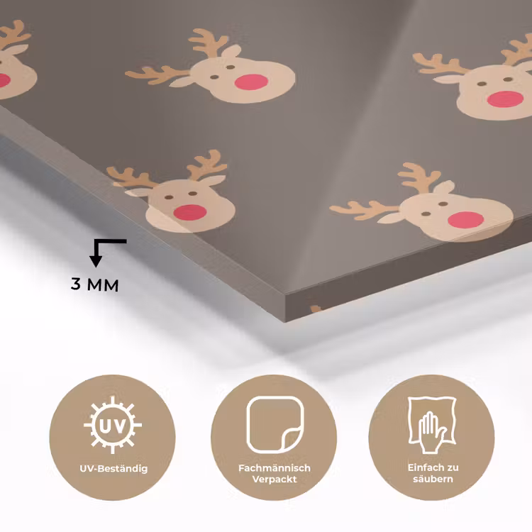 Glasbild - Weihnachten – Rentiere – Braun — 3