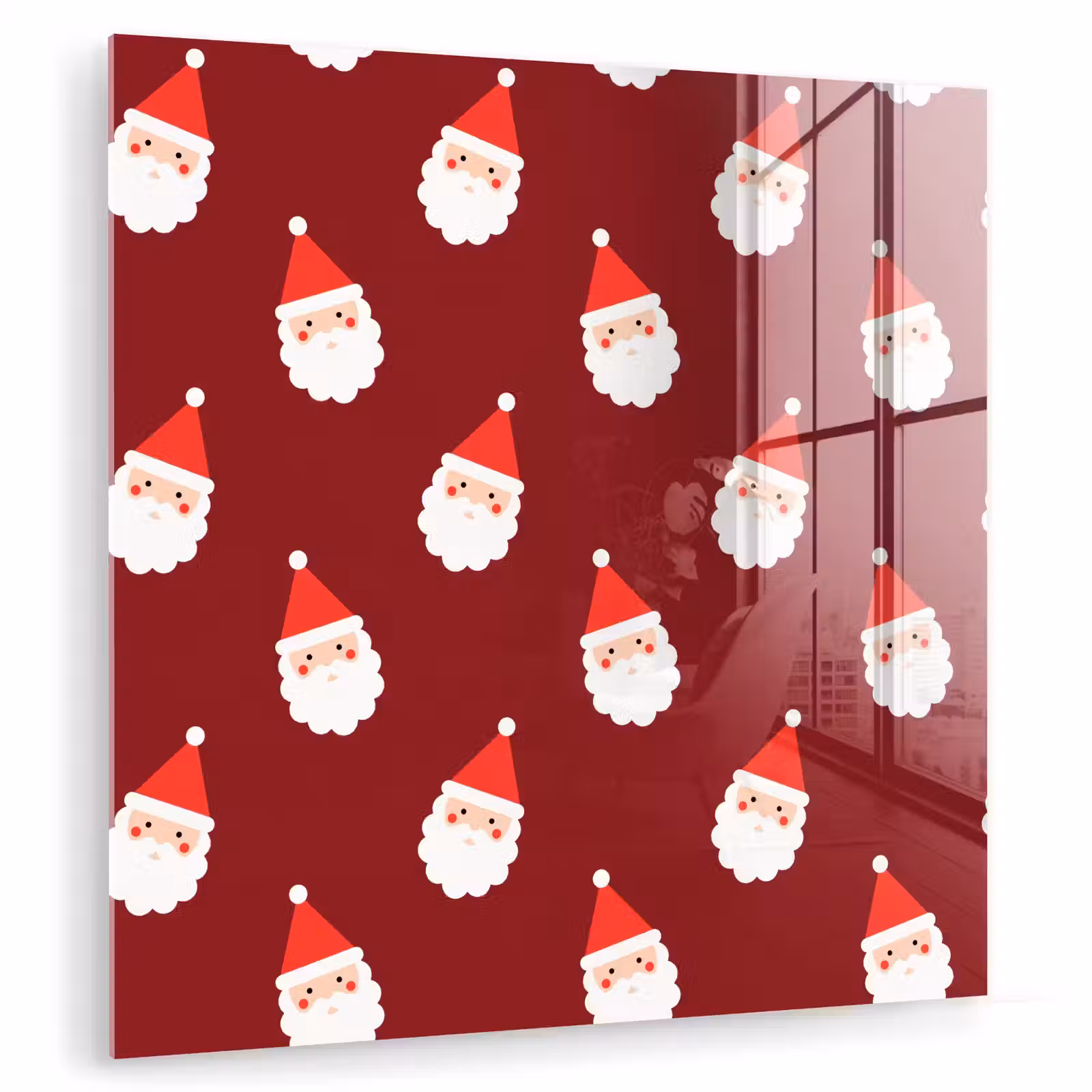 Glasbild - Weihnachten – Weihnachtsmann – Rot — 1