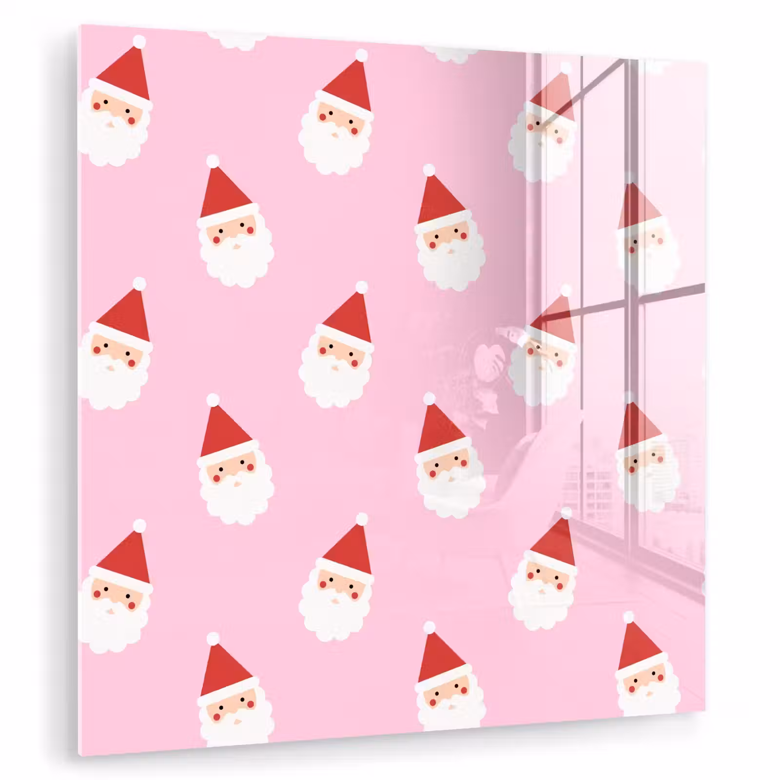 Glasbild - Weihnachtsmann – Weihnachten – Rosa — 1
