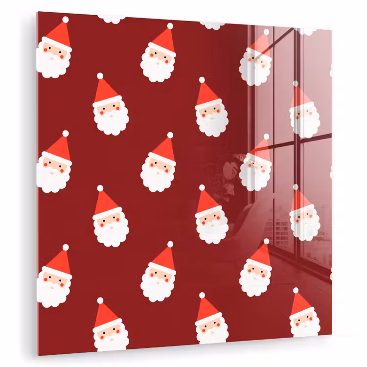 Glasbild - Weihnachten – Weihnachtsmann – Rot — 1