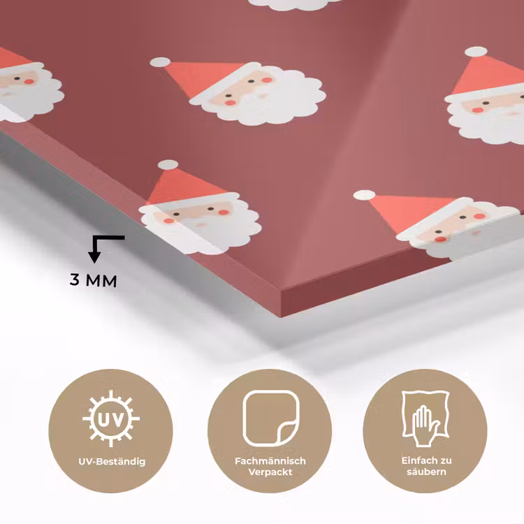 Glasbild - Weihnachten – Weihnachtsmann – Rot — 3