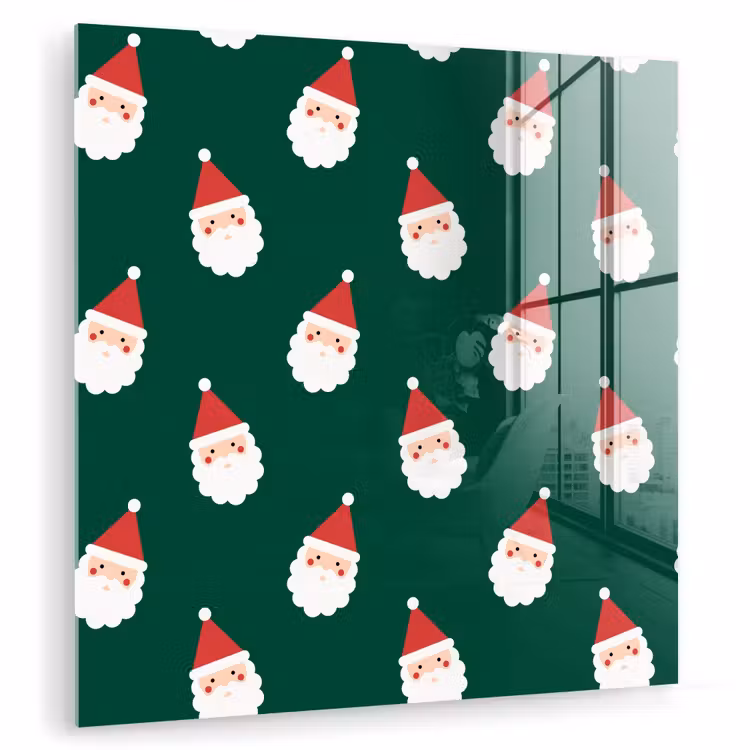 Glasbild - Weihnachtsmann – Weihnachten – Grün — 1