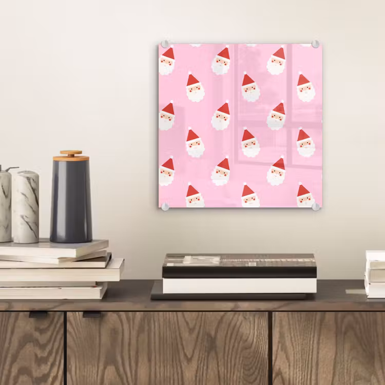 Glasbild - Weihnachtsmann – Weihnachten – Rosa — 2