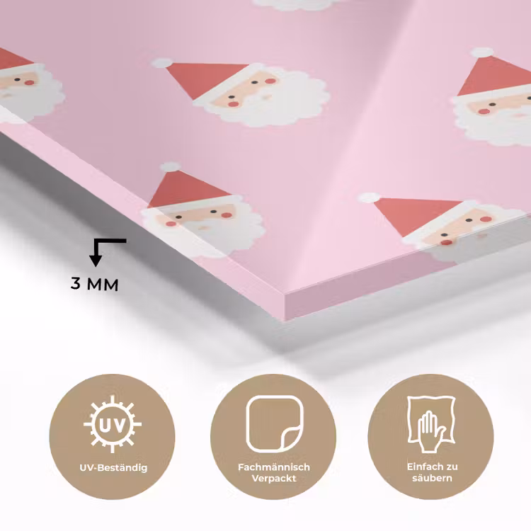 Glasbild - Weihnachtsmann – Weihnachten – Rosa — 3