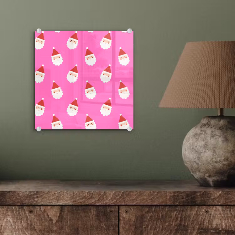 Glasbild - Weihnachtsmann – Weihnachten – Rosa – Rot — 4