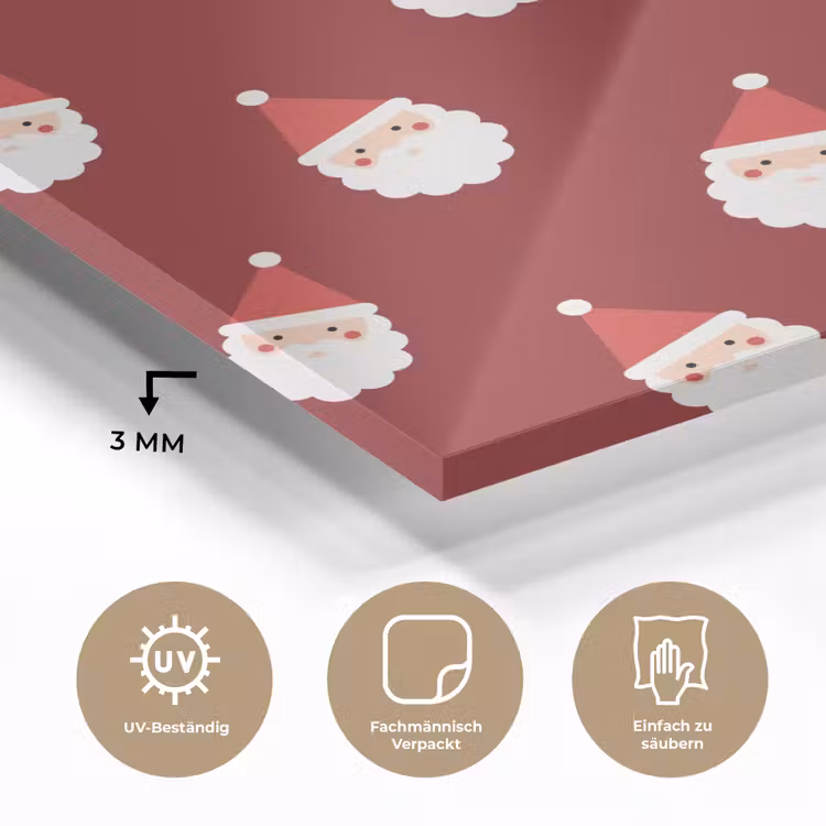 Glasbild - Weihnachtsmann – Weihnachten – Rot — 3