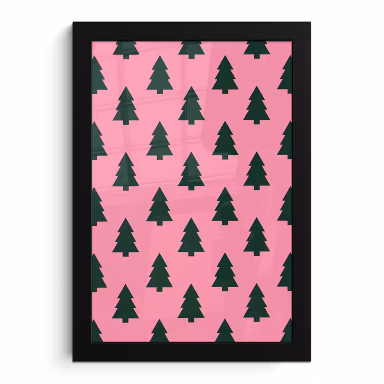 Bilder mit Rahmen - Weihnachtsbaum – Rosa – Grün — 1