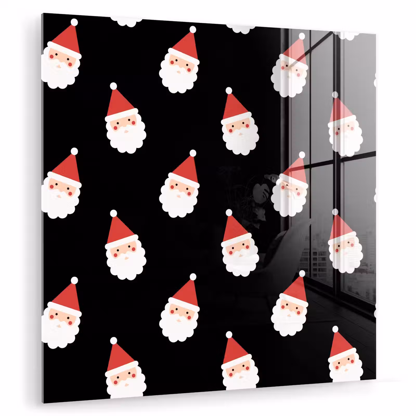 Glasbild - Weihnachtsmann – Weihnachten – Schwarz — 1